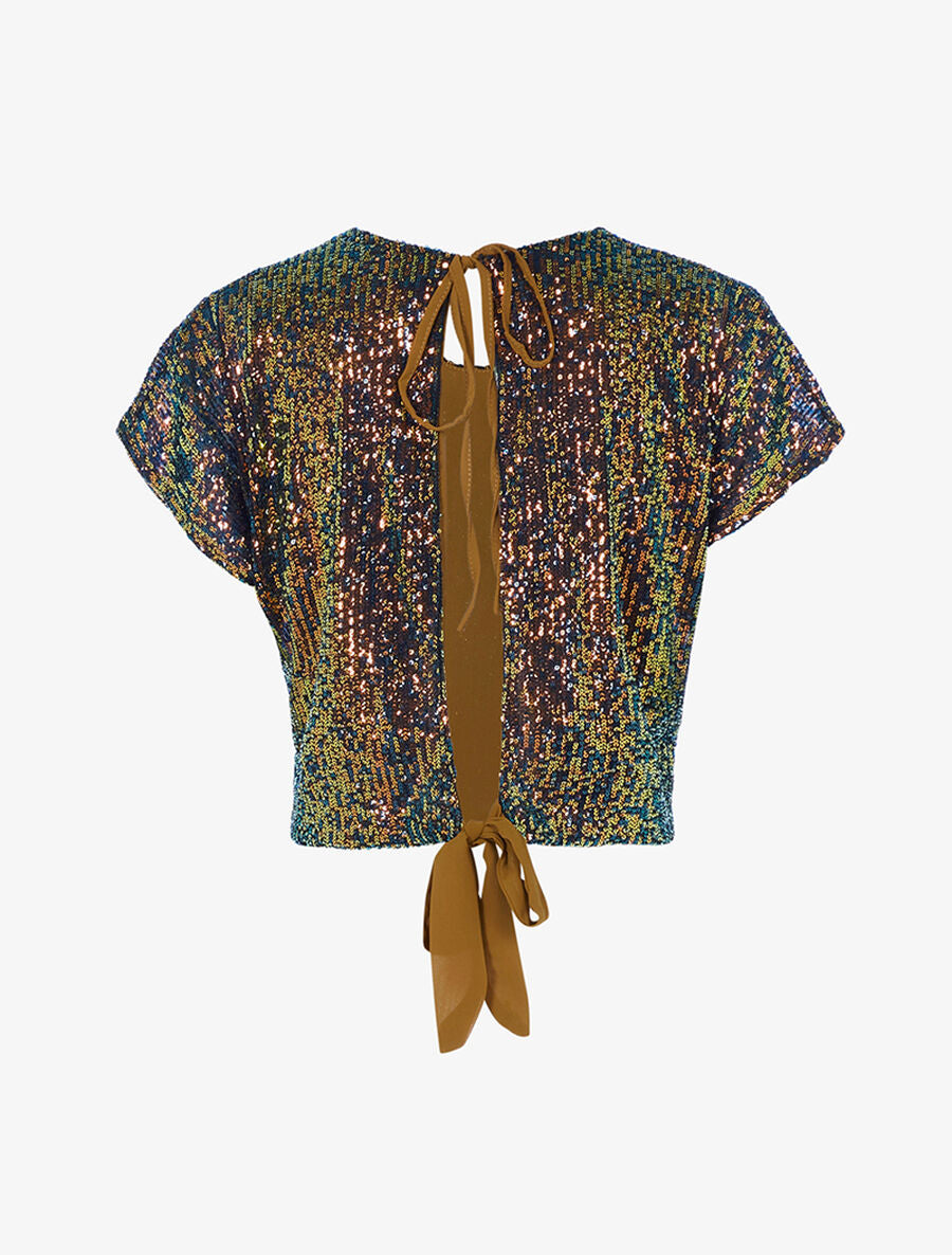 Crop top en sequins multicouleur - Multi/marron - 2