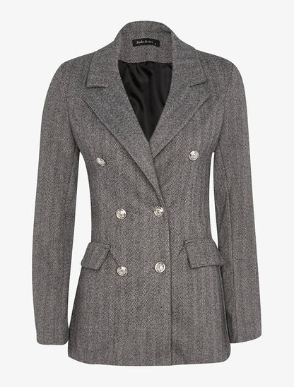 Veste croisé irisé à fines rayures - Gris clair - 1