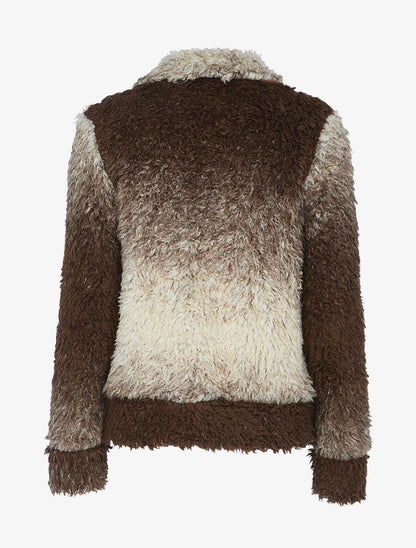 Gilet en maille duveteuse couleur dégradée - Beige - 2