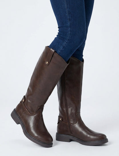 Reitstiefel im Lederimitat-Stil - Braun