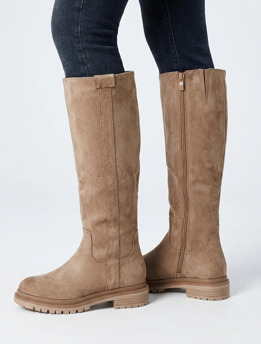 Stiefeletten aus Veloursleder mit Profilsohle - Maulwurf