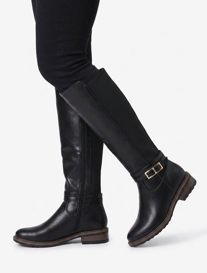 Elastische einfarbige Stiefel - Schwarz