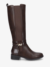 Bottes élastiquées à contrefort en croco - Marron - 1
