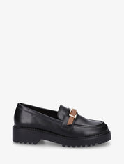 Mocassins à semelle crantée et boucle métallique - Noir - 1