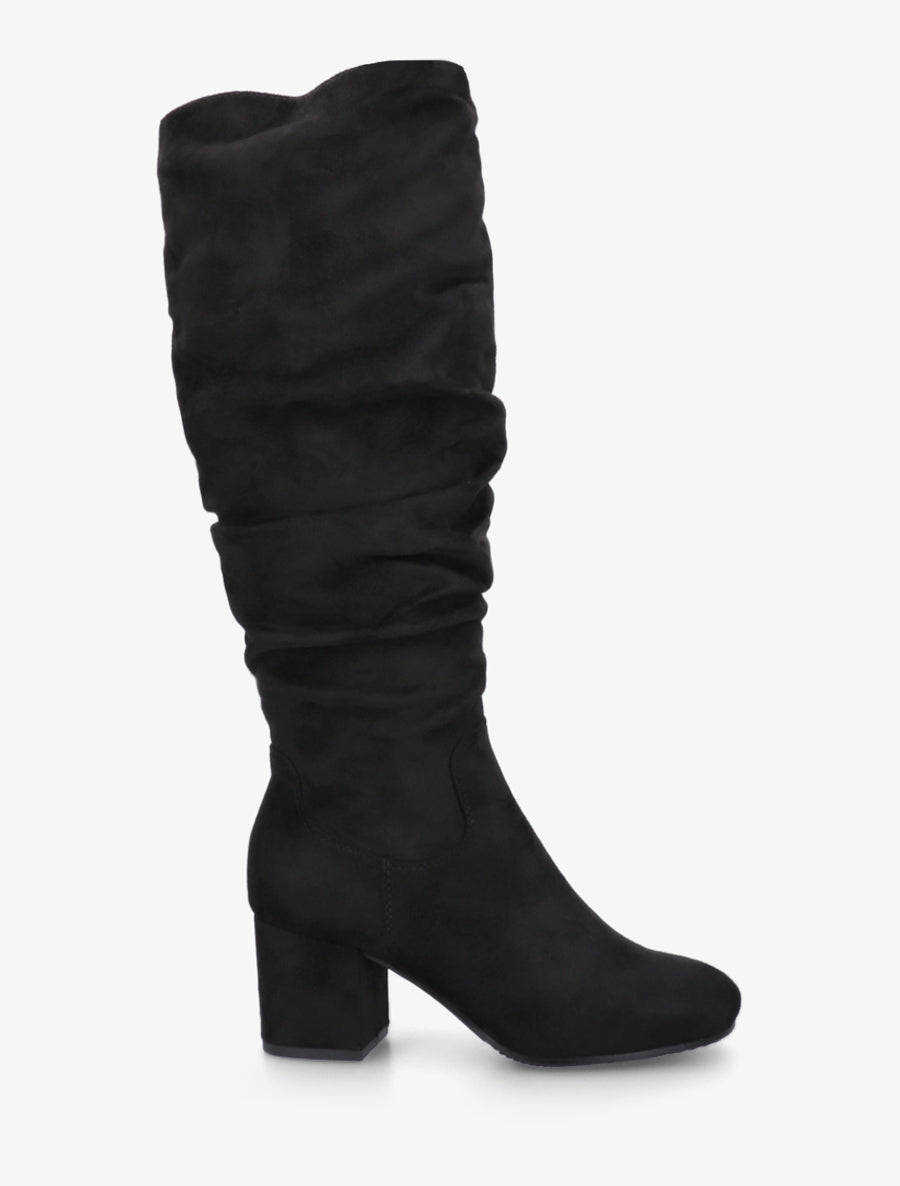 Bottes plissées en suédine - Noir - 1