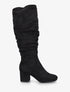 Bottes plissées en suédine - Noir - 1