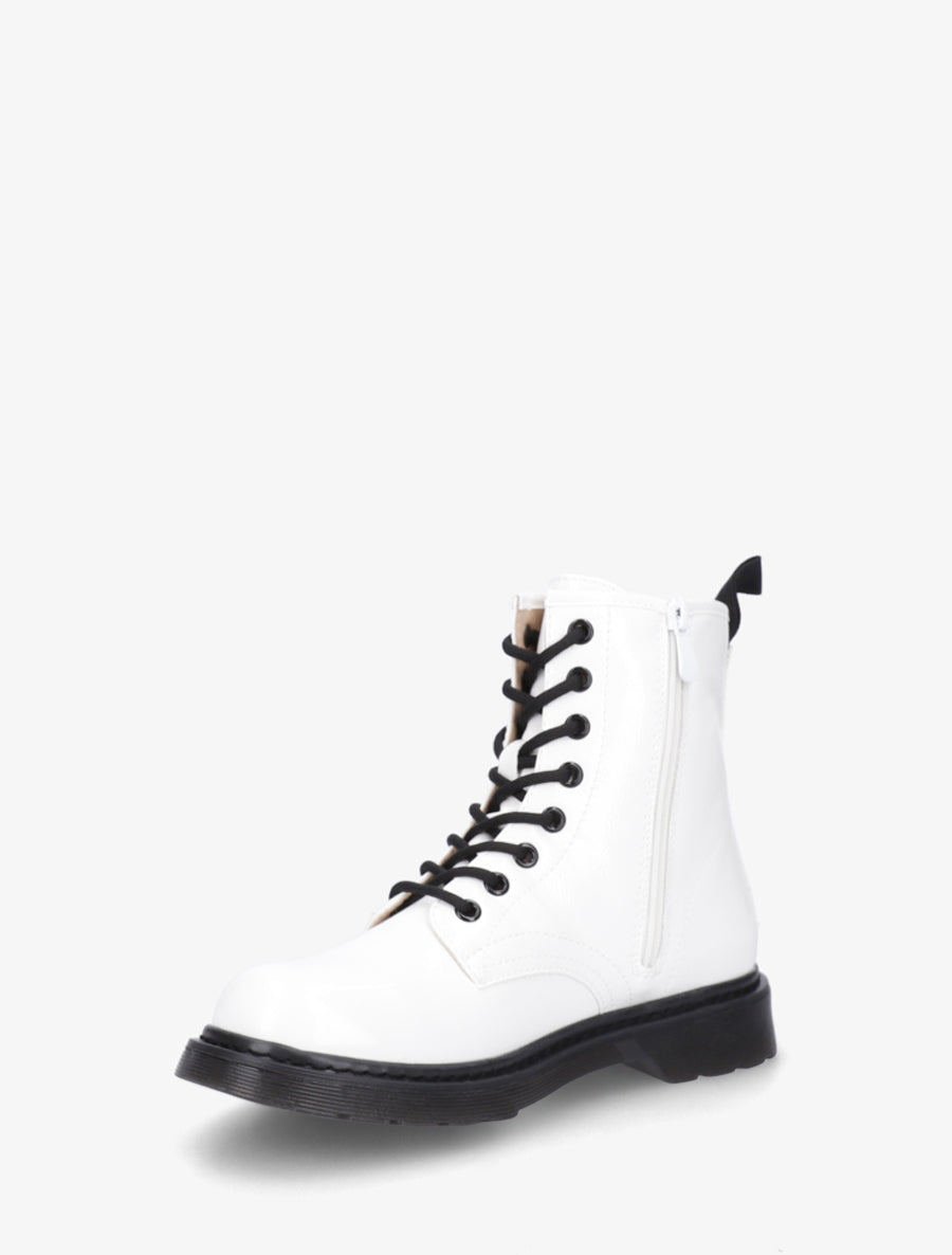 Bottines vernies à lacets - Blanc - 3