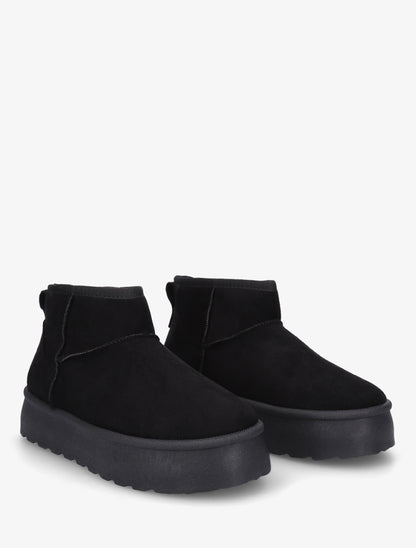 Bottines fourrées en suédine - Noir - 4