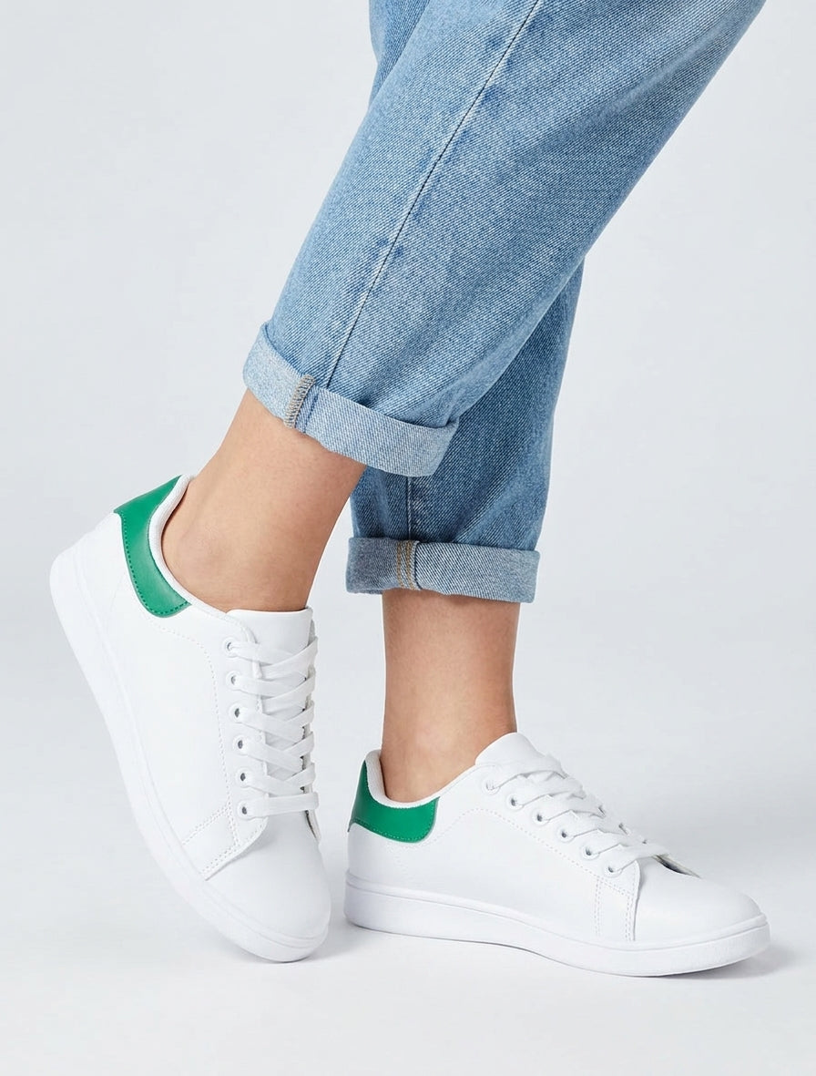 Basic-Sneaker mit kontrastierendem Ferseneinsatz - Grün