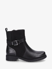 Bottines à sangle décorative et empiècement python - Noir - 1