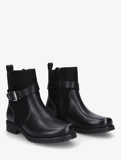 Bottines à sangle décorative et empiècement python - Noir - 4