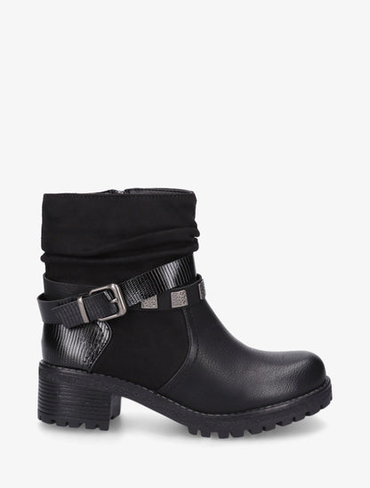 Boots plissées à boucle - Noir - 1
