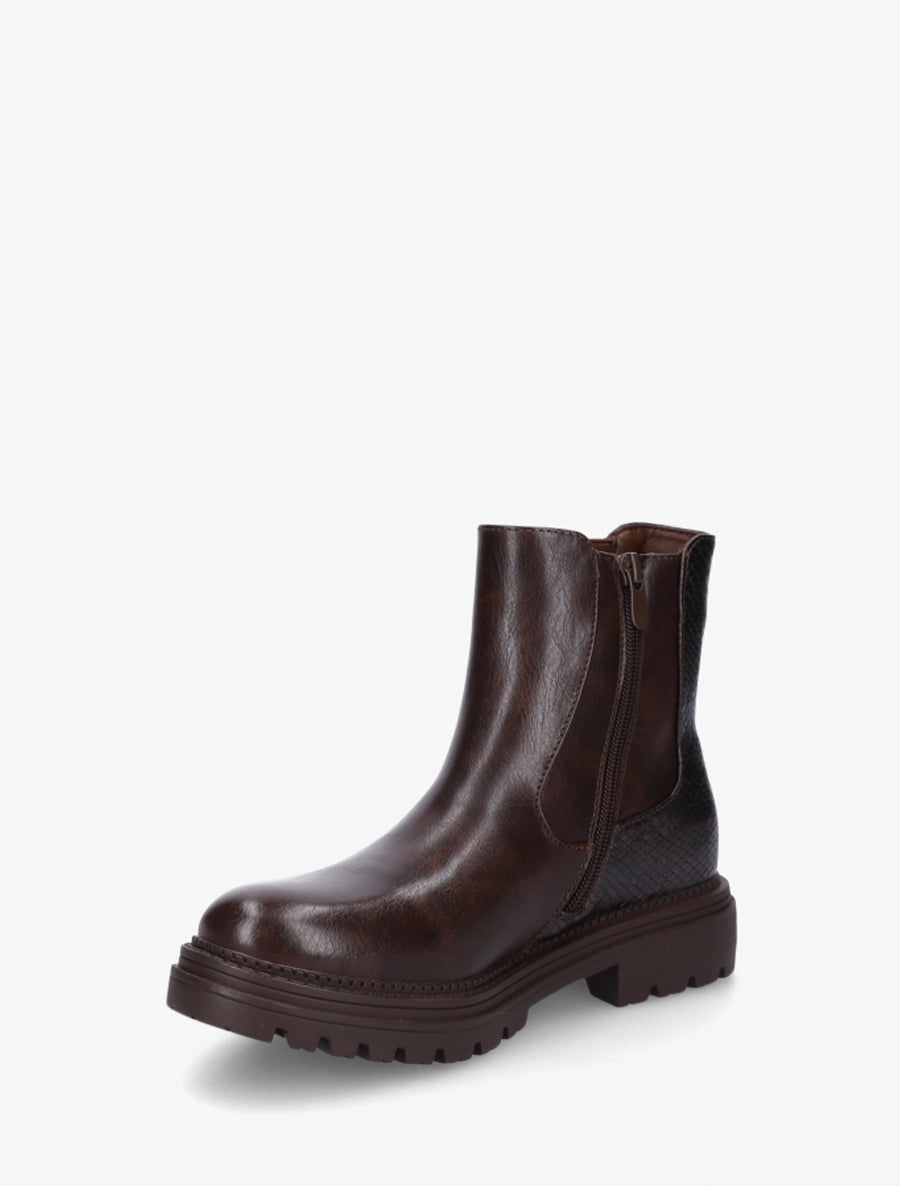 Bottines élastiquées à zip décoratif - Marron - 3