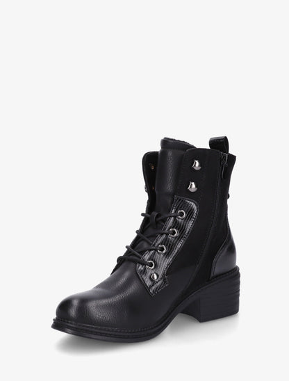 Bottines lacées à zip décoratif - Noir - 3
