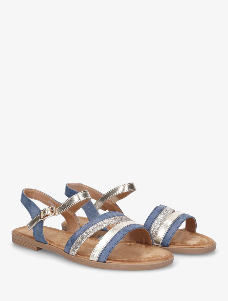Nu-pieds à bride irisée et pailleté - Bleu - 5