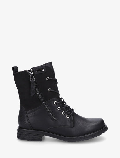 Bottines bimatière à lacets - Noir - 1
