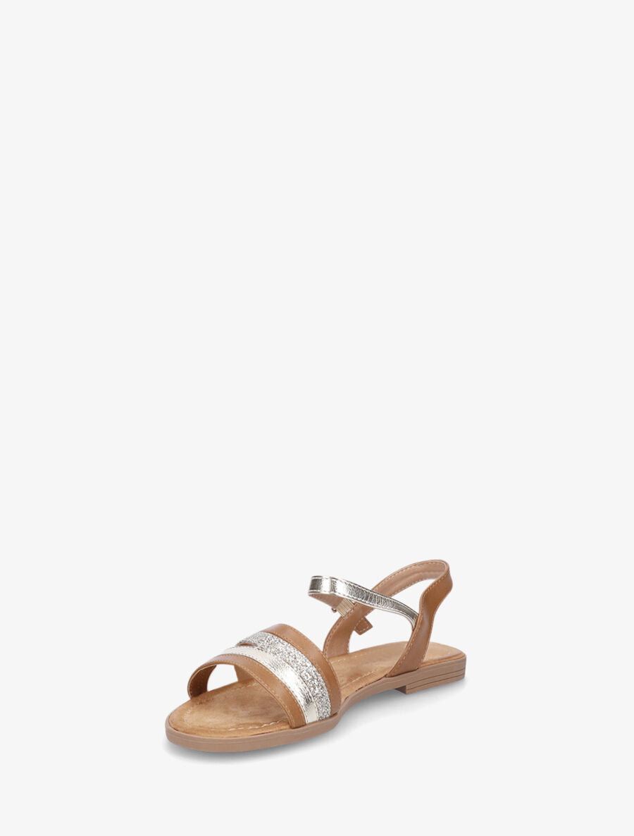 Nu-pieds à bride irisée et pailleté - Camel - 4