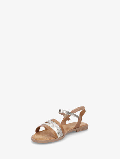 Nu-pieds à bride irisée et pailleté - Camel - 4