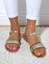 Nu-pieds à bride irisée et pailleté - Camel - 1