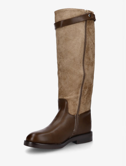 Bottes en suédine et simili - Taupe - 3