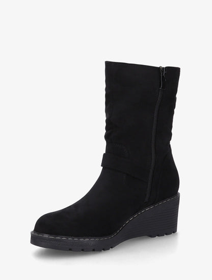 Bottines montantes compensées effet froncé - Noir - 3