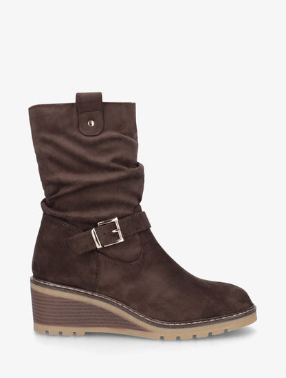 Bottines montantes compensées effet froncé - Marron - 1