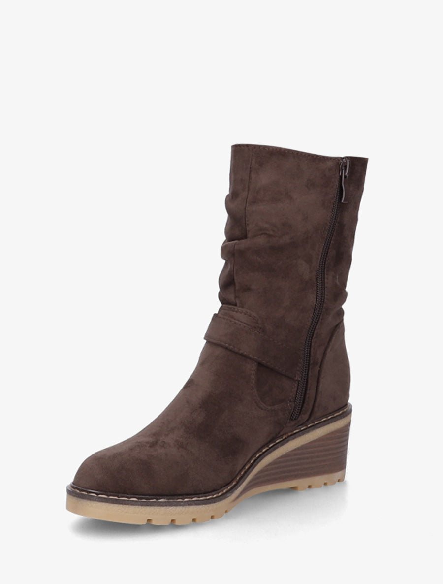 Bottines montantes compensées effet froncé - Marron - 3