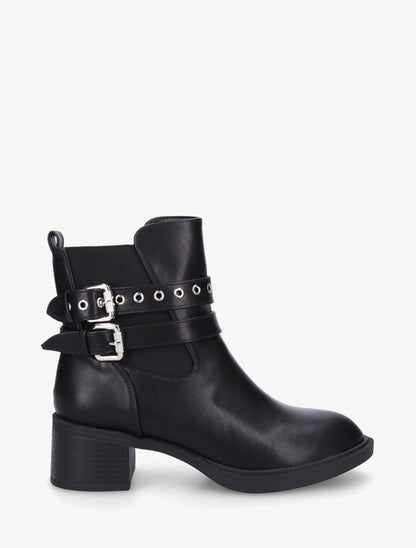 Bottines élastiquées à double sangles - Noir - 1