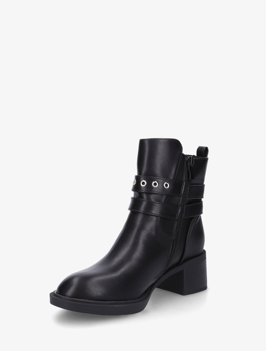 Bottines élastiquées à double sangles - Noir - 3