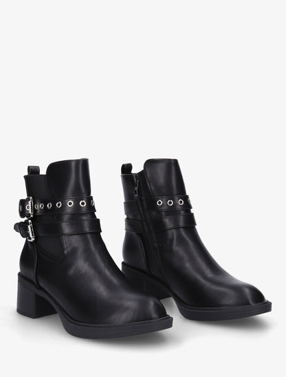 Bottines élastiquées à double sangles - Noir - 4