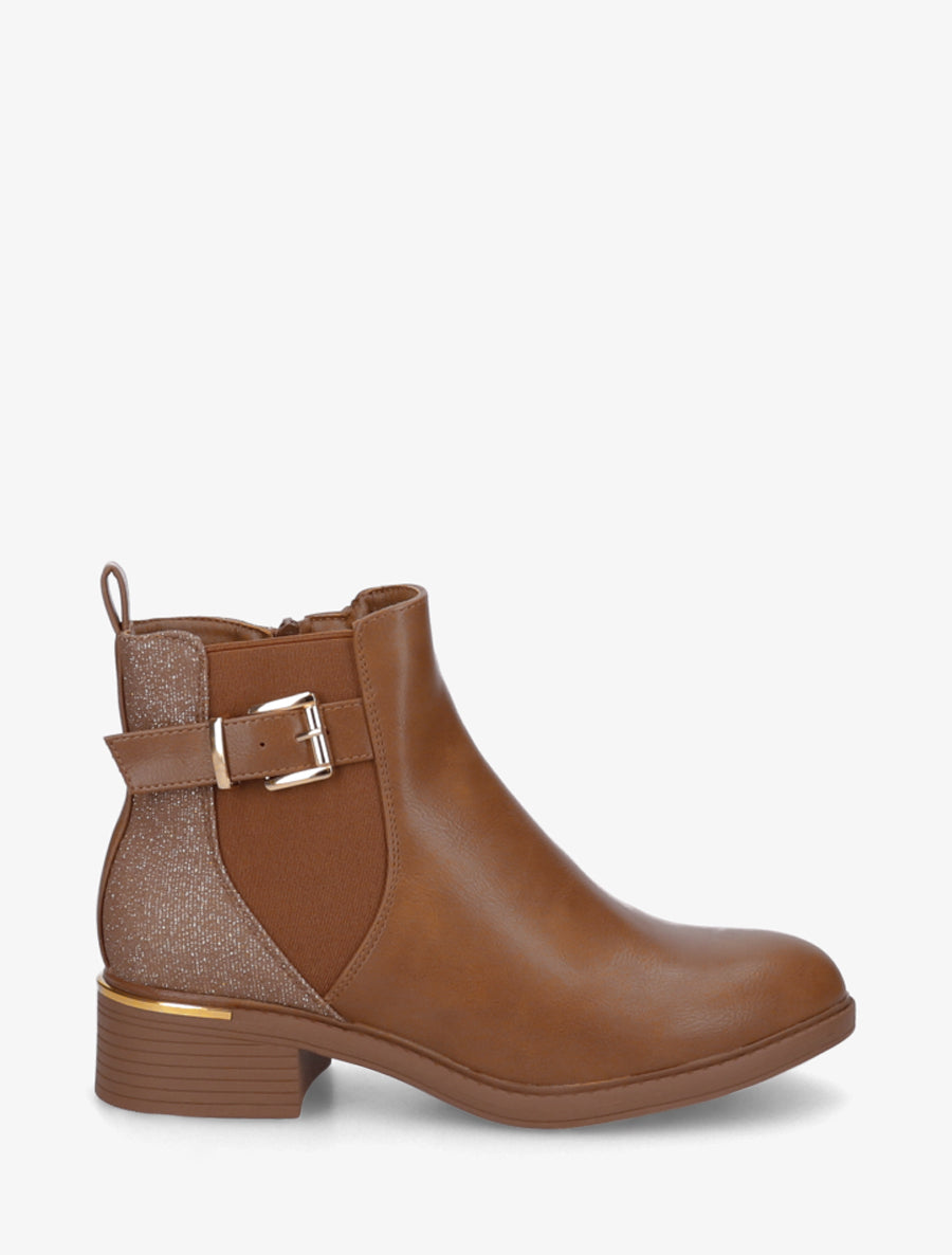Bottines élastiquées à contrefort irisé - Camel - 1