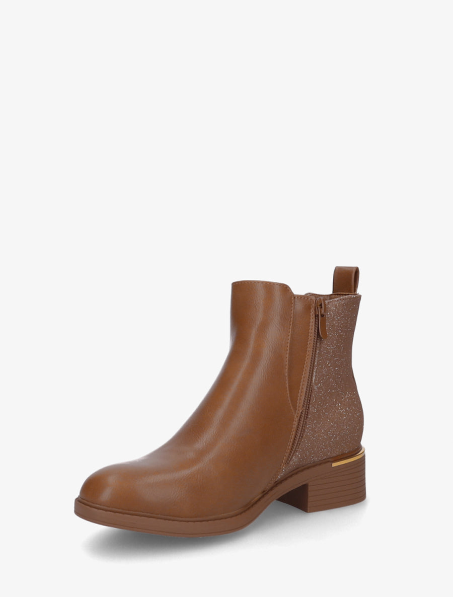 Bottines élastiquées à contrefort irisé - Camel - 3