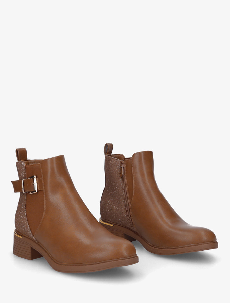 Bottines élastiquées à contrefort irisé - Camel - 4