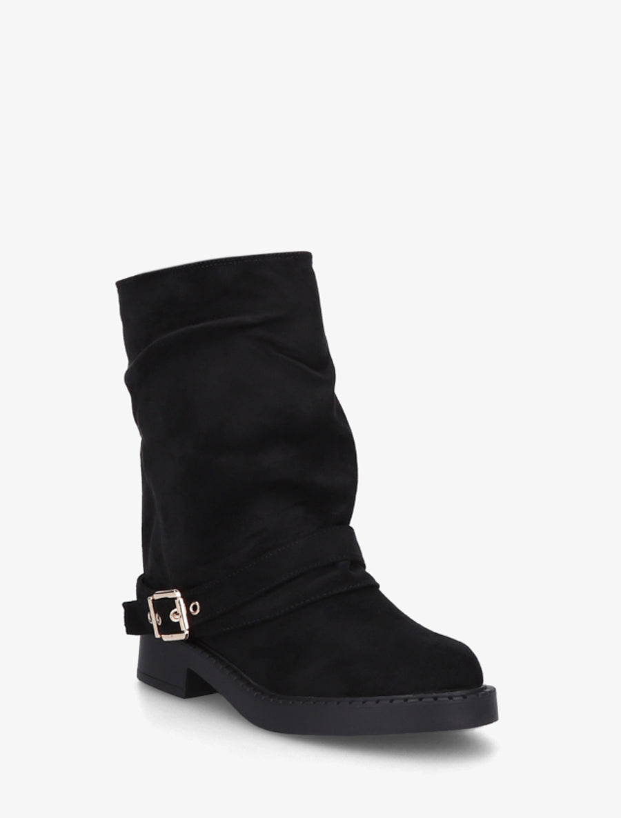 Bottines renversées en suédine - Noir - 2