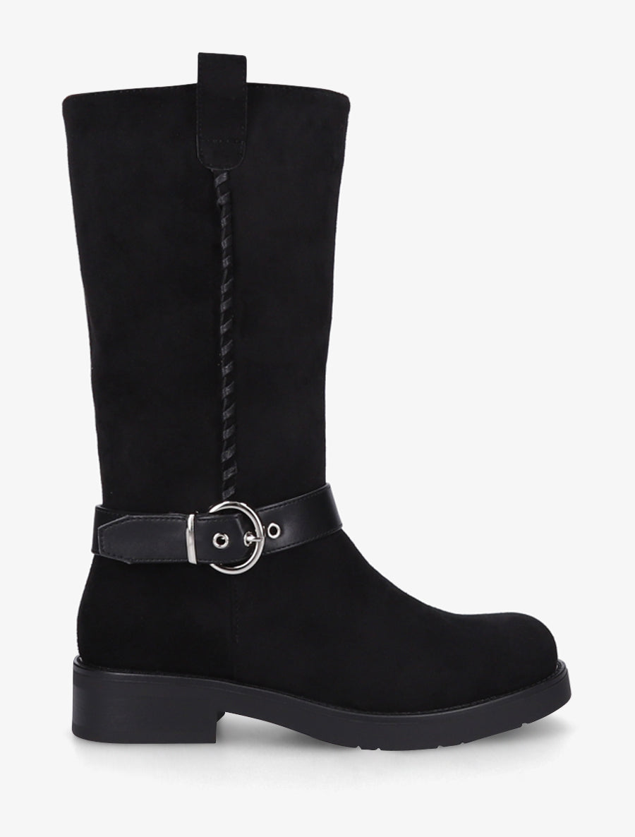 Bottes en suédine sanglées - Noir - 1