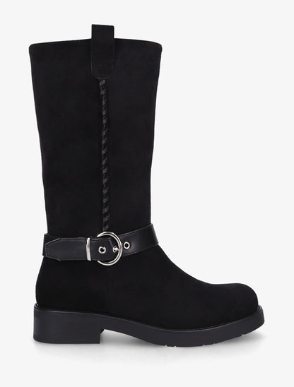 Bottes en suédine sanglées - Noir - 1