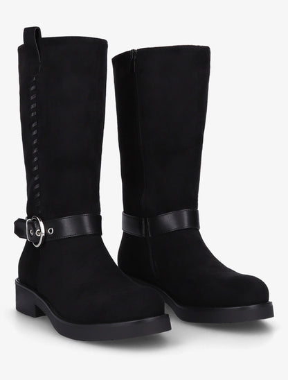 Bottes en suédine sanglées - Noir - 4