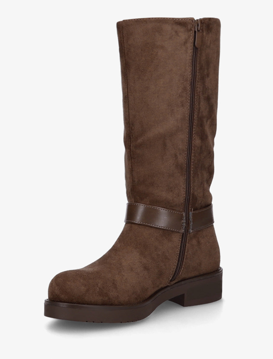 Bottes en suédine sanglées - Marron - 3