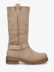 Bottes en suédine sanglées - Beige - 1