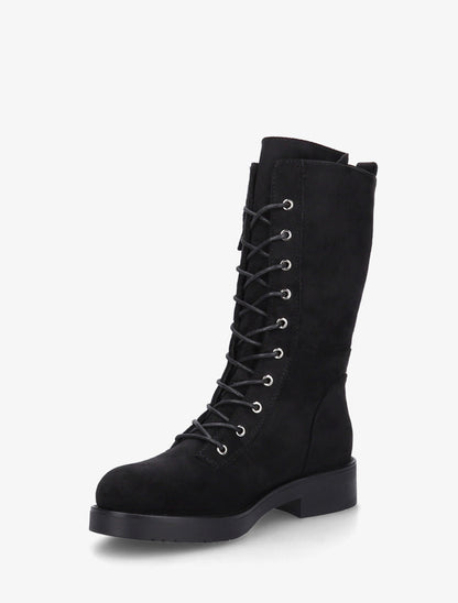 Bottines montantes à lacets et poches décoratives - Noir - 3