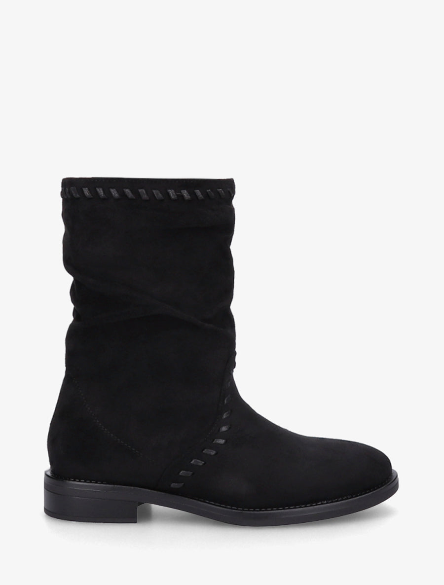 Bottines en suédine à coutures apparentes - Noir - 1