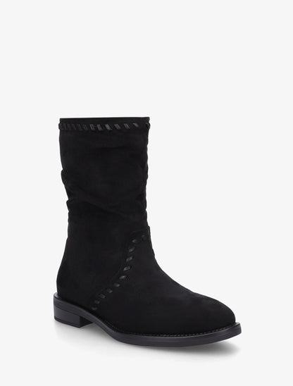 Bottines en suédine à coutures apparentes - Noir - 2
