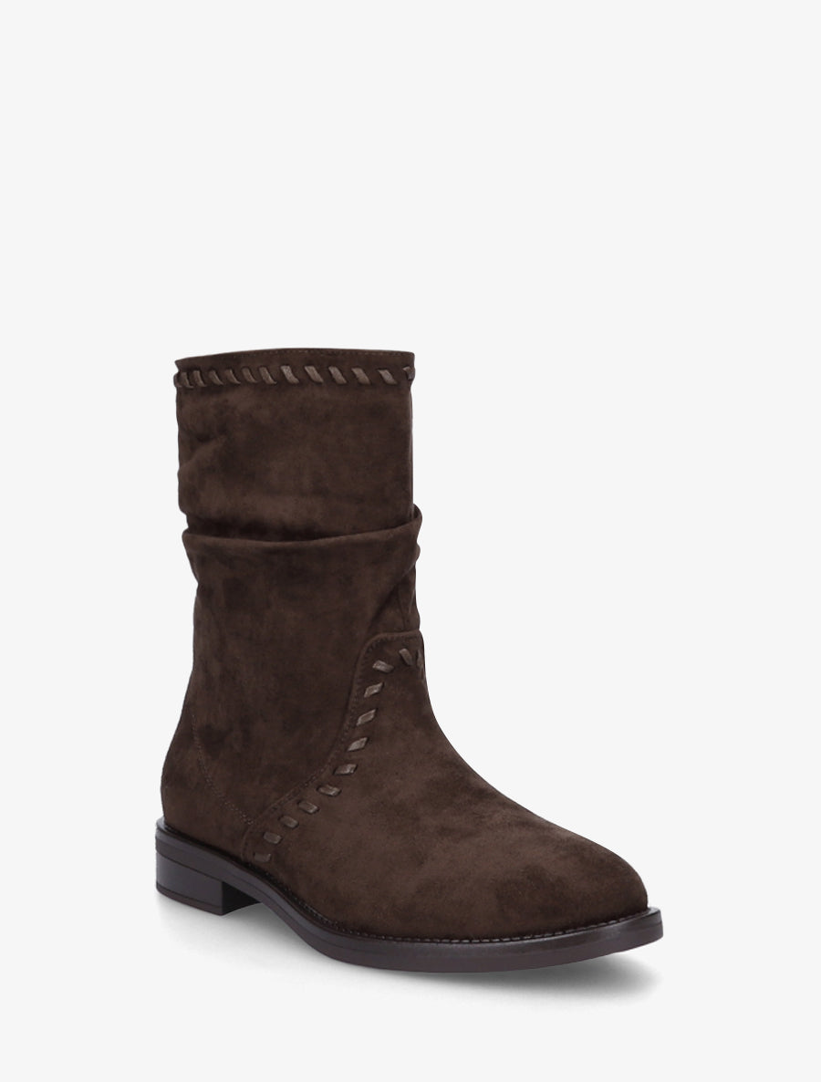 Bottines en suédine à coutures apparentes - Chocolat - 2