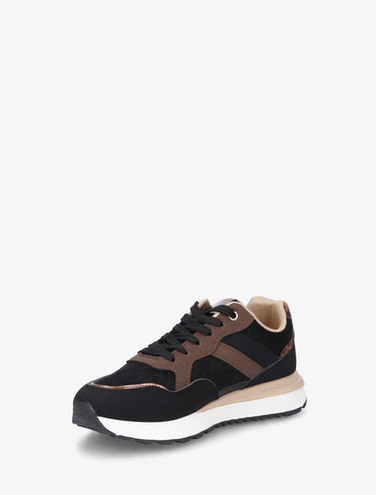 Baskets en suédine texturé et strass - Noir - 3