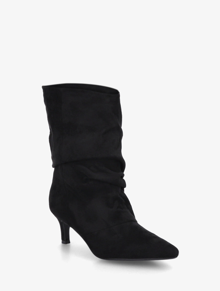 Bottines en suédine froncé bouts pointus - Noir - 2