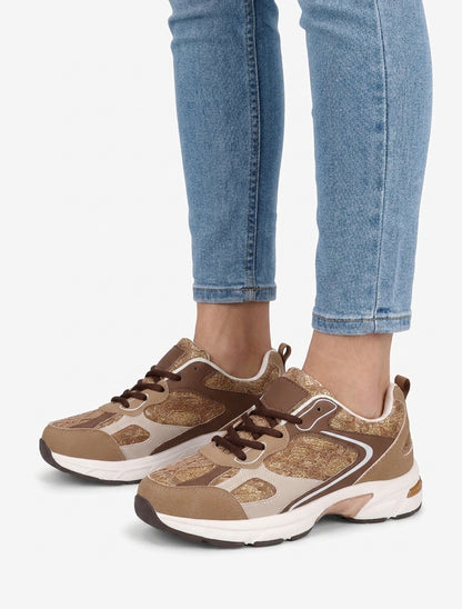 Sneaker aus Kunstleder mit Spitzeneinsatz - Maulwurf