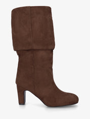 Bottes en suédine froncées à bouts ronds - Camel - 1