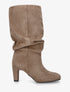 Bottes en suédine froncées à bouts ronds - Taupe - 1