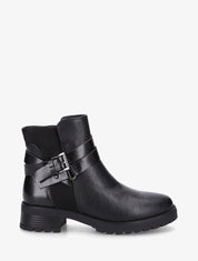 Bottines à sangles et contrefort python - Noir - 1