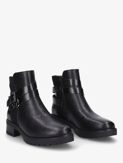 Bottines à sangles et contrefort python - Noir - 4